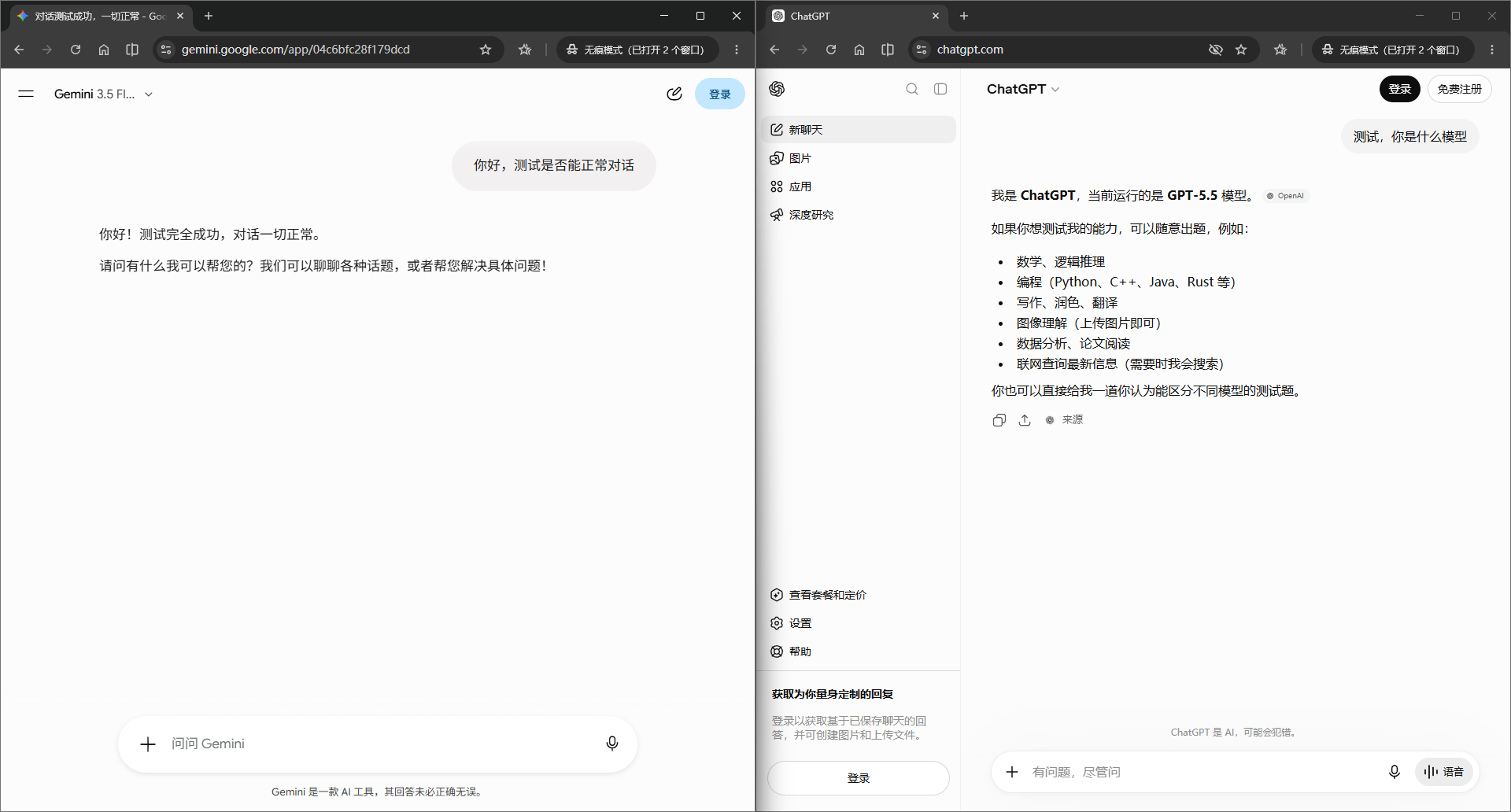 插入图片:成功访问并使用ChatGPT/Gemini的对话截图
