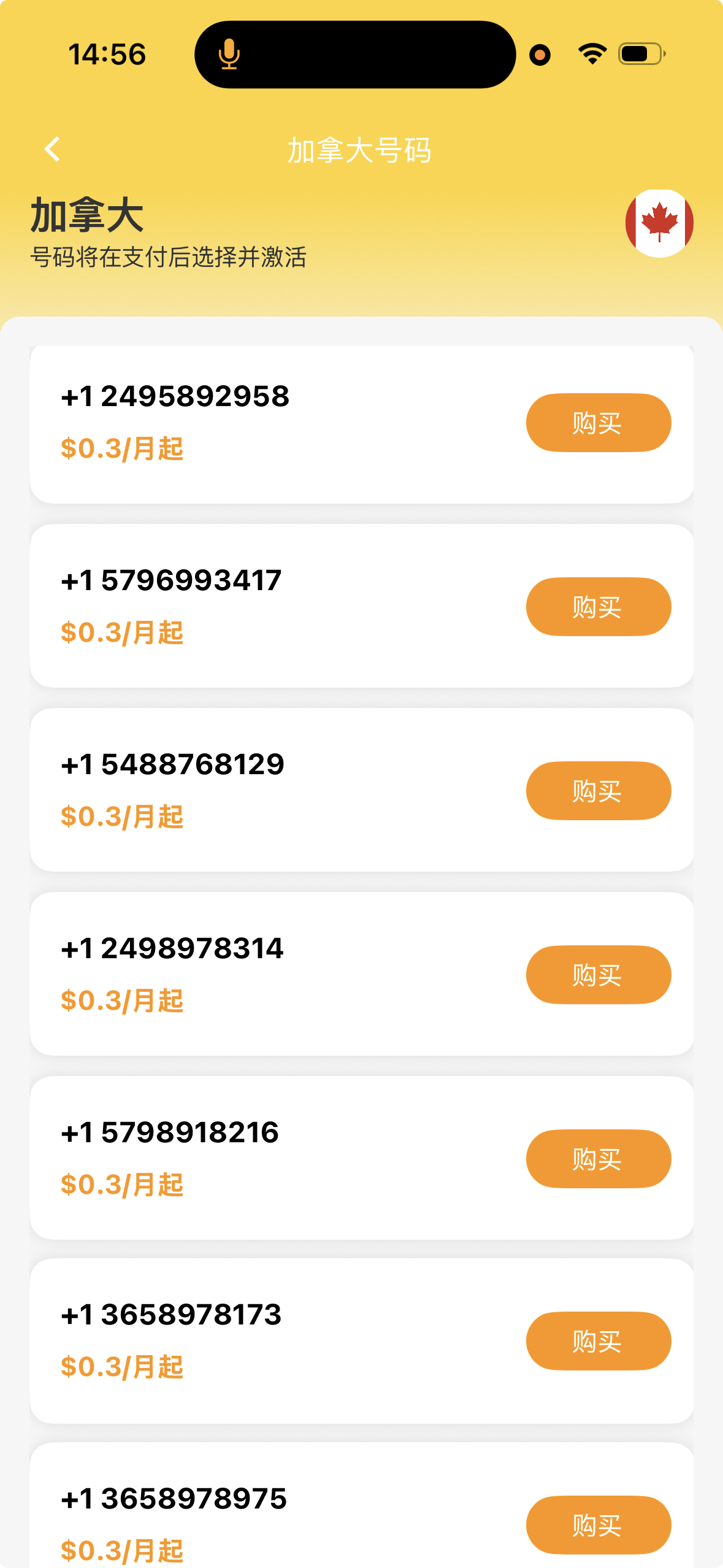 配图2:3-加拿大手机号价格页面